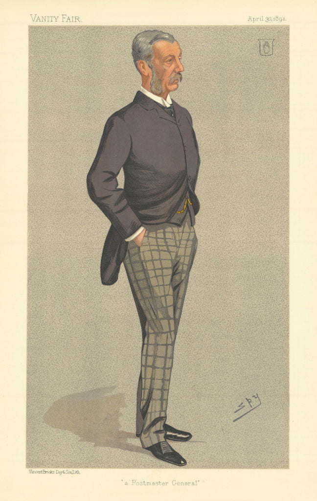 VANITY FAIR SPY CARTOON James Fergusson 'a Postmaster General' Post Office 1892